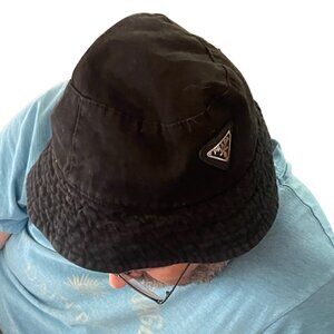 Authentic PRADA Faded Black Cotton Canvas Bucket Hat